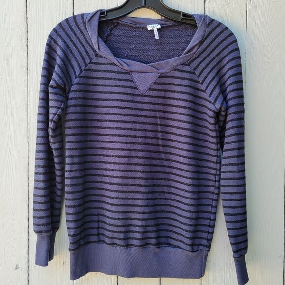 Splendid XS soft & comfy sweatshirt striped purple & black - Picture 1 of 4